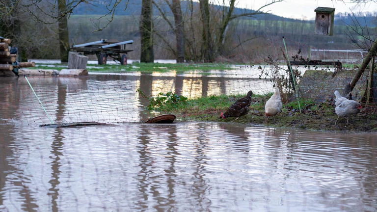 Regen und Schneeschmelze führen zu Hochwasser in Nordbayern.  — © Pia Bayer/dpa