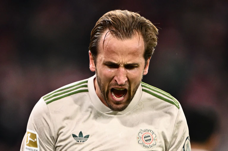 Harry Kane bejubelt sein 99. Pflichtspiel-Tor für den FC Bayern. — © Harry Langer/dpa