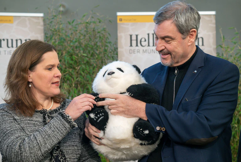 Auch Verena Dietl, Münchens Dritte Bürgermeisterin, freut sich auf die Pandabären und hofft auf klingelnde Kassen. — © Peter Kneffel/dpa