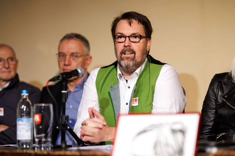 Bühnenchef André Hartmann setzt künftig auf drei Schwerpunkte: politisch, sozialkritisch, auf hohem Niveau. (Archivfoto) — © Matthias Balk/dpa